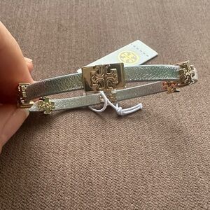 Tory Burch Metallic Bracelet with Gold Accents